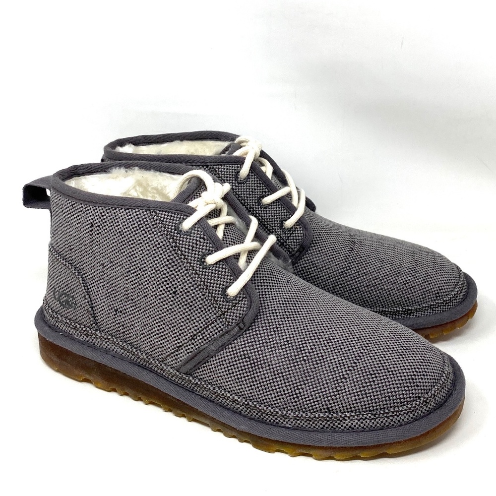 UGG NEUMEL Mid Top Casual Snow Boots Gray Naturals Canvas Fur Women Size 1119597 - Picture 2 of 12